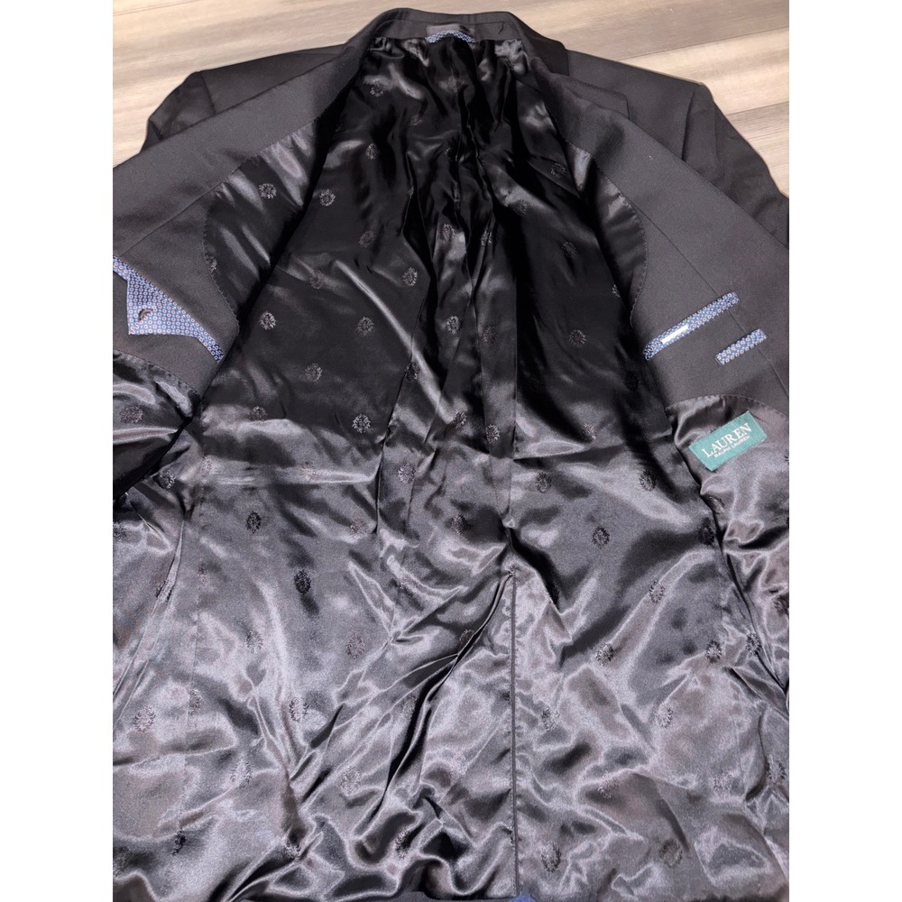 Lauren Ralph Lauren Mens Black Wool Blend 2-Button Blazer Jacket 48L Long - Picture 4 of 8
